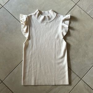 Alice + Olivia sleeveless ruffle sweater off white